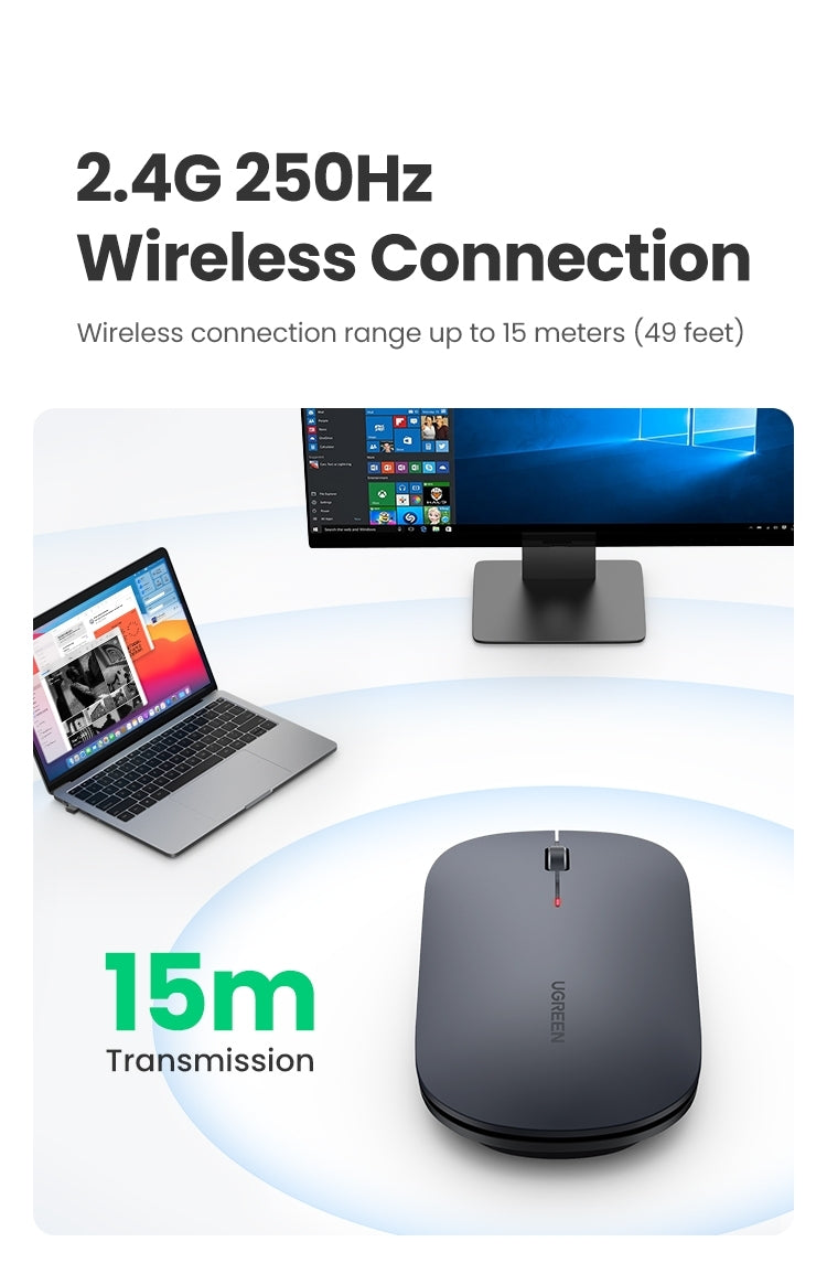 UGREEN Slim 2.4G Wireless Mouse - 4-Level Adjustable DPI, Ultra Silent, Portable - SuperSaverAU - view 2