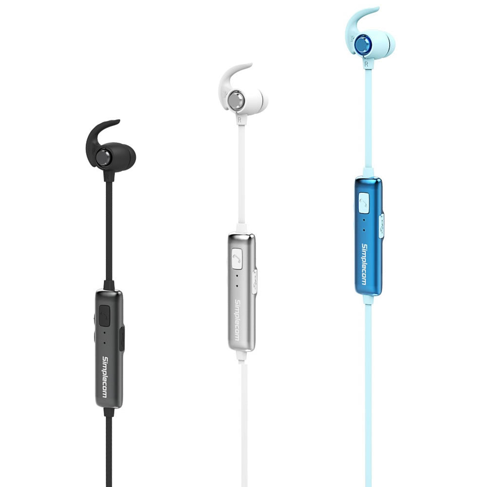 Simplecom BH310 White Bluetooth In Ear Sports Headphones