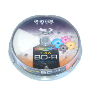 Ritek Blu-Ray BD-R 25GB 130Min White Top Printable 10pcs - Inkjet Surface