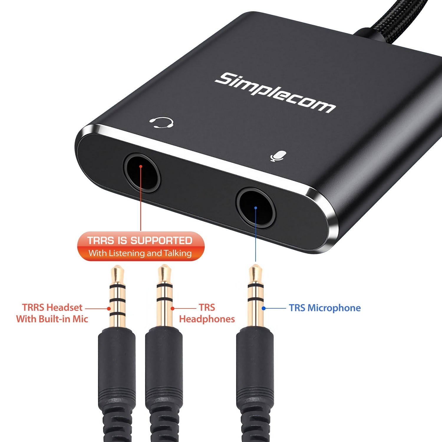 Simplecom USB to 3.5mm Audio & Microphone Adapter for TRS/TRRS Headset, 15cm - SuperSaverAU - view 3