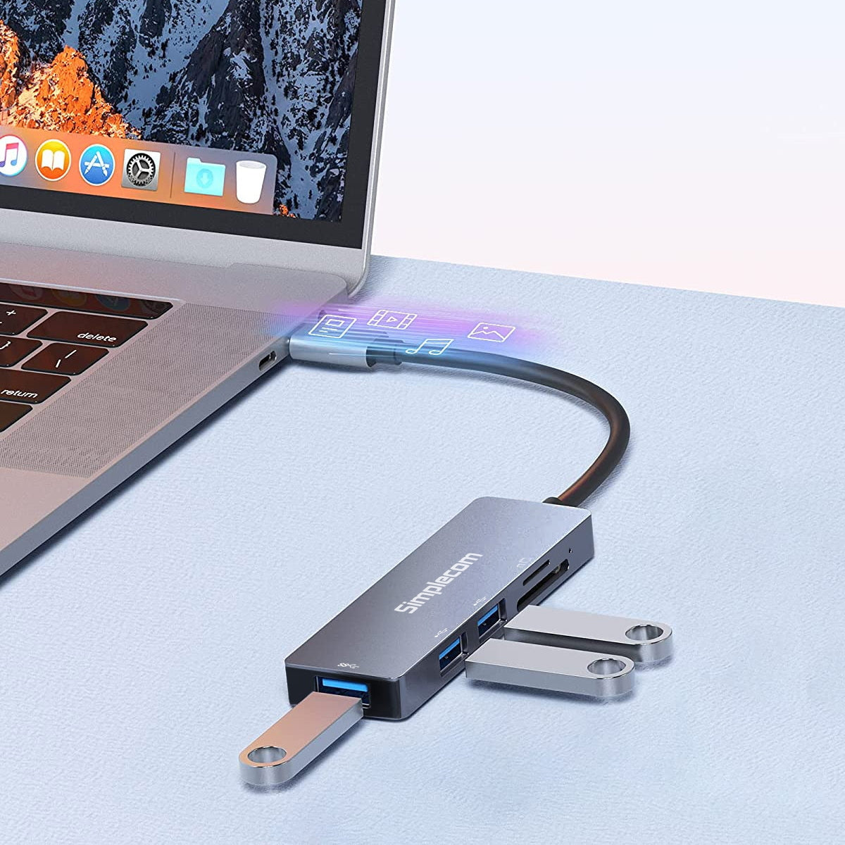 Simplecom USB-C 5-in-1 Multiport Adapter with 3 USB-A Ports & Card Reader - SuperSaverAU - view 4
