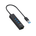 Simplecom CHN420 Aluminium 3 Port SuperSpeed USB HUB with Gigabit Ethernet Adapter Black - SuperSaverAU - view 2
