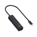 Simplecom CHN421 Aluminium USB-C to 3 Port USB HUB with Gigabit Ethernet Adapter Black - SuperSaverAU - view 2