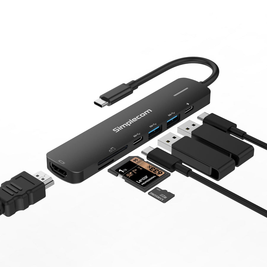 Simplecom CHT570 USB-C SuperSpeed 7-in-1 Multiport Hub Adapter HDMI 2.0 Docking Station - SuperSaverAU - view 1