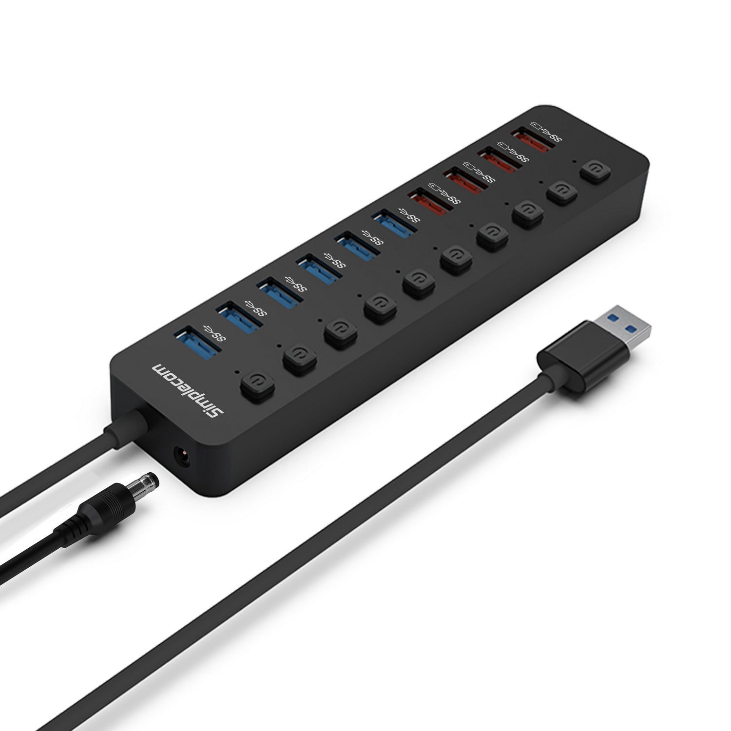 Simplecom 10-Port USB 3.0 Hub & Charger, 48W, Individual Switches, BC 1.2 Fast Charging - SuperSaverAU - view 2