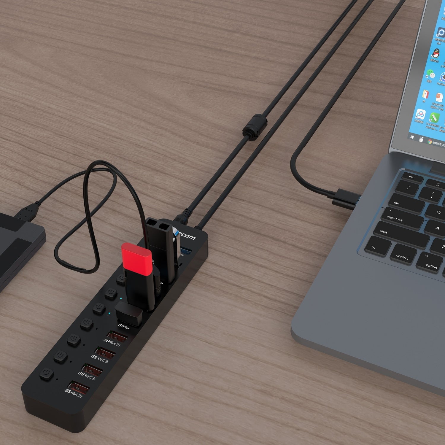 Simplecom 10-Port USB 3.0 Hub & Charger, 48W, Individual Switches, BC 1.2 Fast Charging - SuperSaverAU - view 7