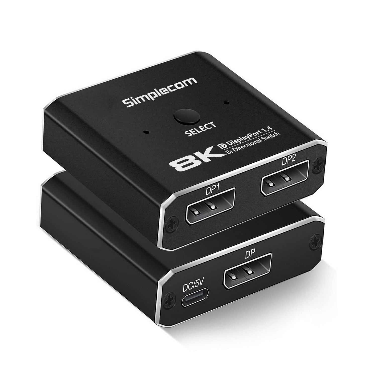 Simplecom Bi-Directional DisplayPort Switch 1.4, 8K@30Hz, USB Powered, Compact - SuperSaverAU - view 2