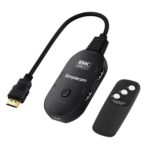 Simplecom CM353 3-Port HDMI 2.1 Switch HDCP 2.3 8K@60Hz Remote Control - SuperSaverAU - view 1