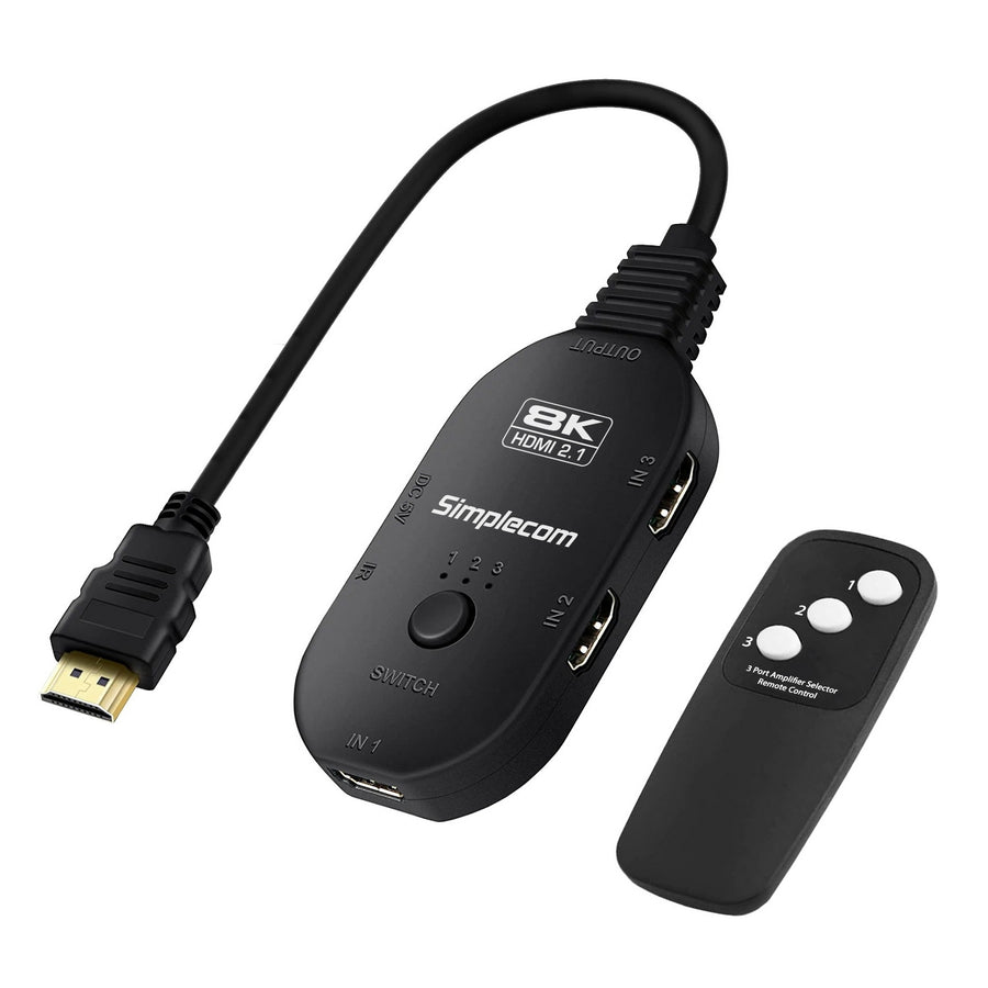 Simplecom CM353 3-Port HDMI 2.1 Switch HDCP 2.3 8K@60Hz Remote Control - SuperSaverAU - view 1