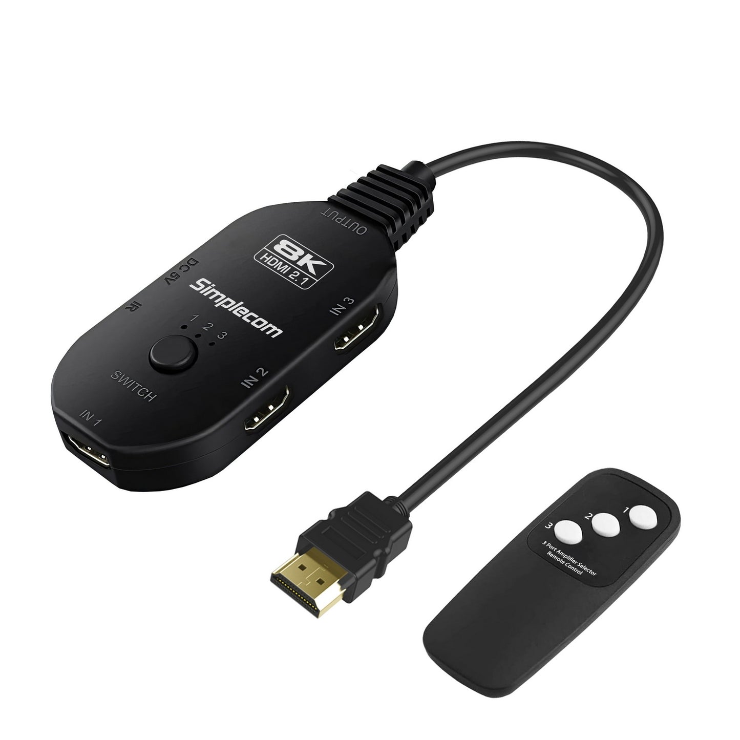 Simplecom CM353 3-Port HDMI 2.1 Switch HDCP 2.3 8K@60Hz Remote Control