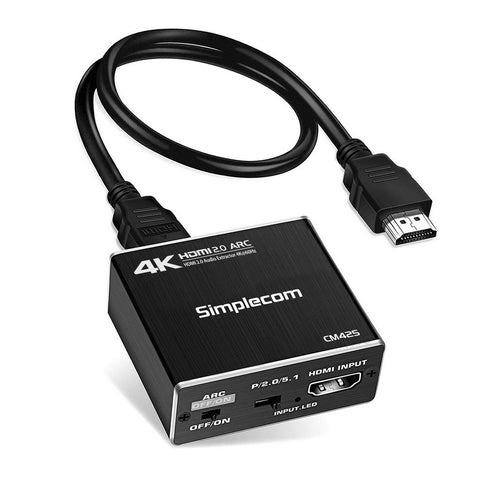 Simplecom CM425 HDMI 2.0 Audio Extractor 4K@60Hz ARC Optical SPDIF 3.5mm - SuperSaverAU - view 1