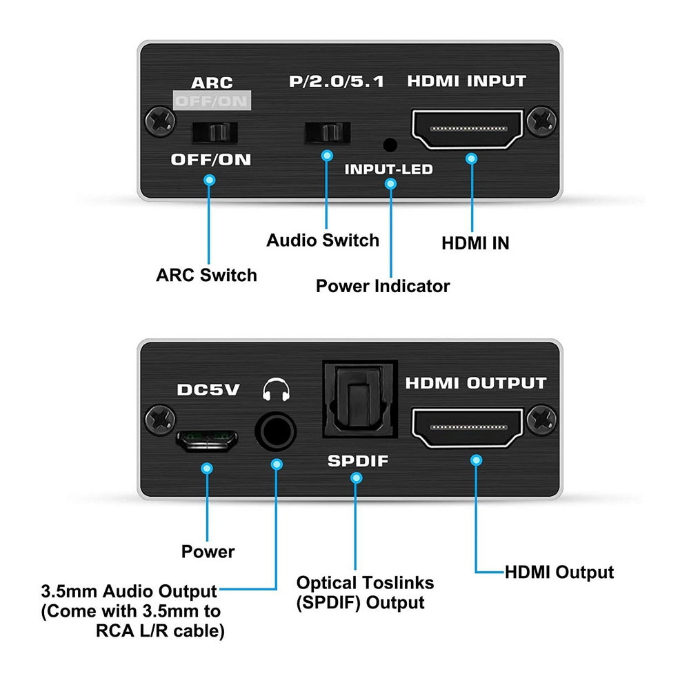 Simplecom CM425 HDMI 2.0 Audio Extractor 4K@60Hz ARC Optical SPDIF 3.5mm - SuperSaverAU - view 2