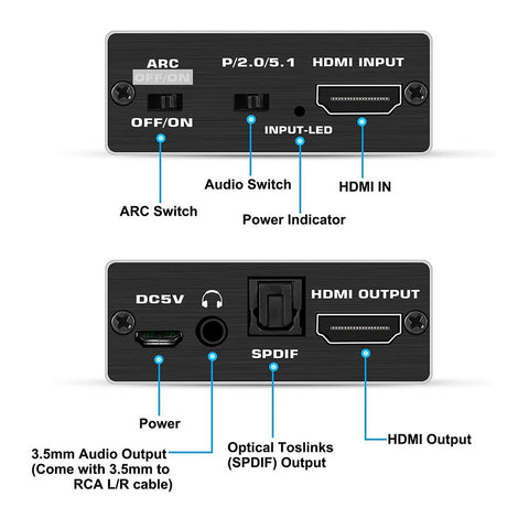 Simplecom CM425 HDMI 2.0 Audio Extractor 4K@60Hz ARC Optical SPDIF 3.5mm - SuperSaverAU - view 2
