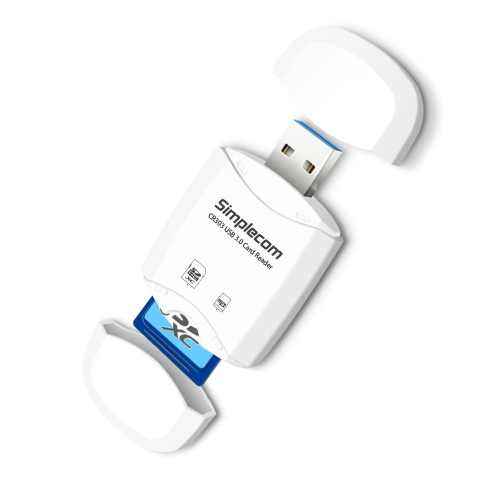 Simplecom CR303 2-Slot USB 3.0 SuperSpeed Card Reader Dual Protection Caps - SuperSaverAU - view 2