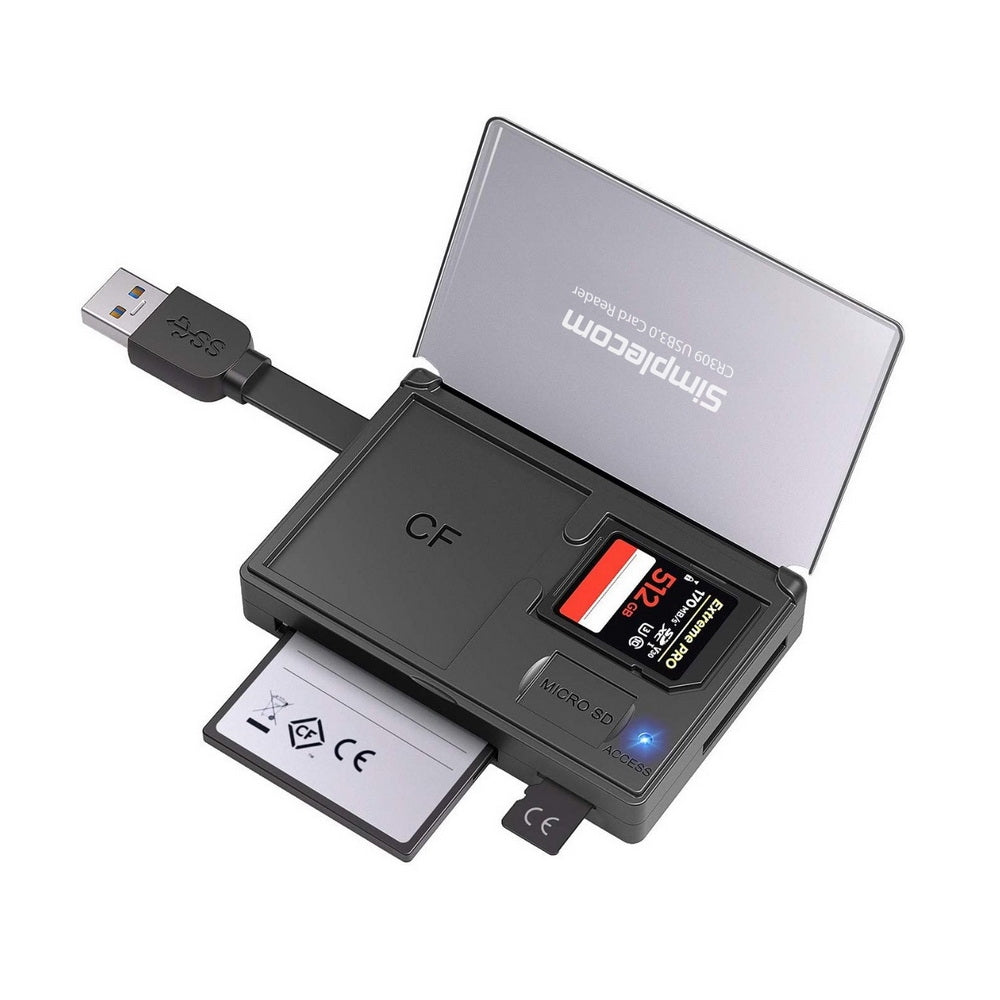 Simplecom CR309 3-Slot SuperSpeed USB 3.0 Card Reader with Card Storage Case - SuperSaverAU - view 1