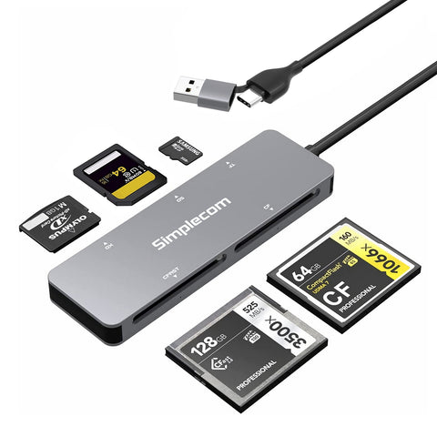 Simplecom CR407 5-Slot SuperSpeed USB 3.0 and USB-C to CFast/CF/XD/SD/MicroSD Card Reader - SuperSaverAU - view 1