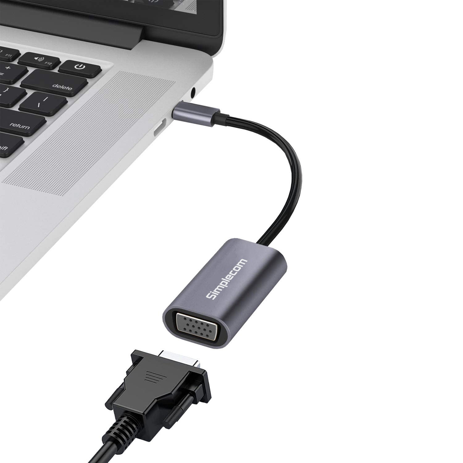 Simplecom USB-C to VGA Adapter 1080p, Plug and Play, Compact Design - SuperSaverAU - view 3