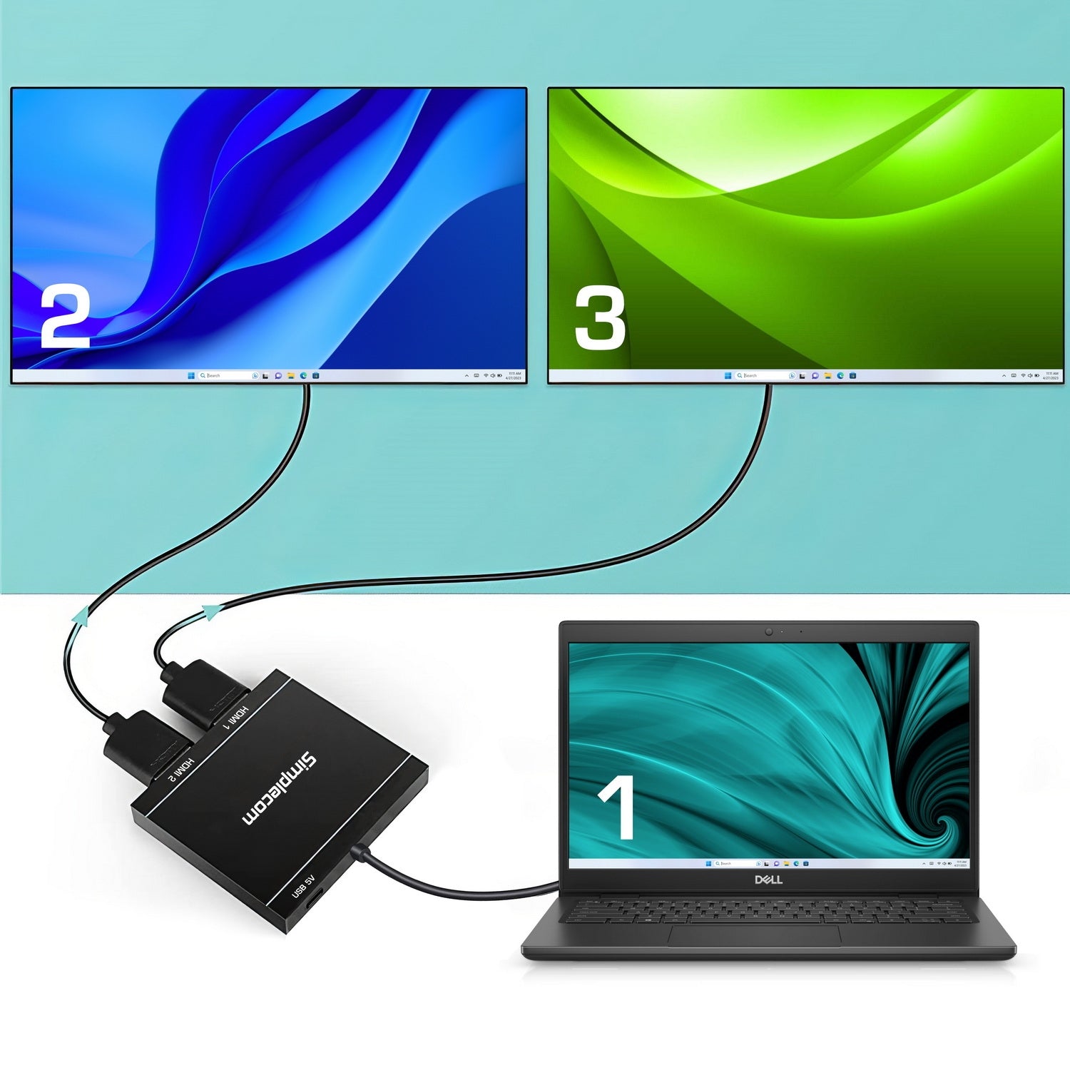 Simplecom DA327 USB 3.0 USB-C to Dual HDMI Adapter 1080p