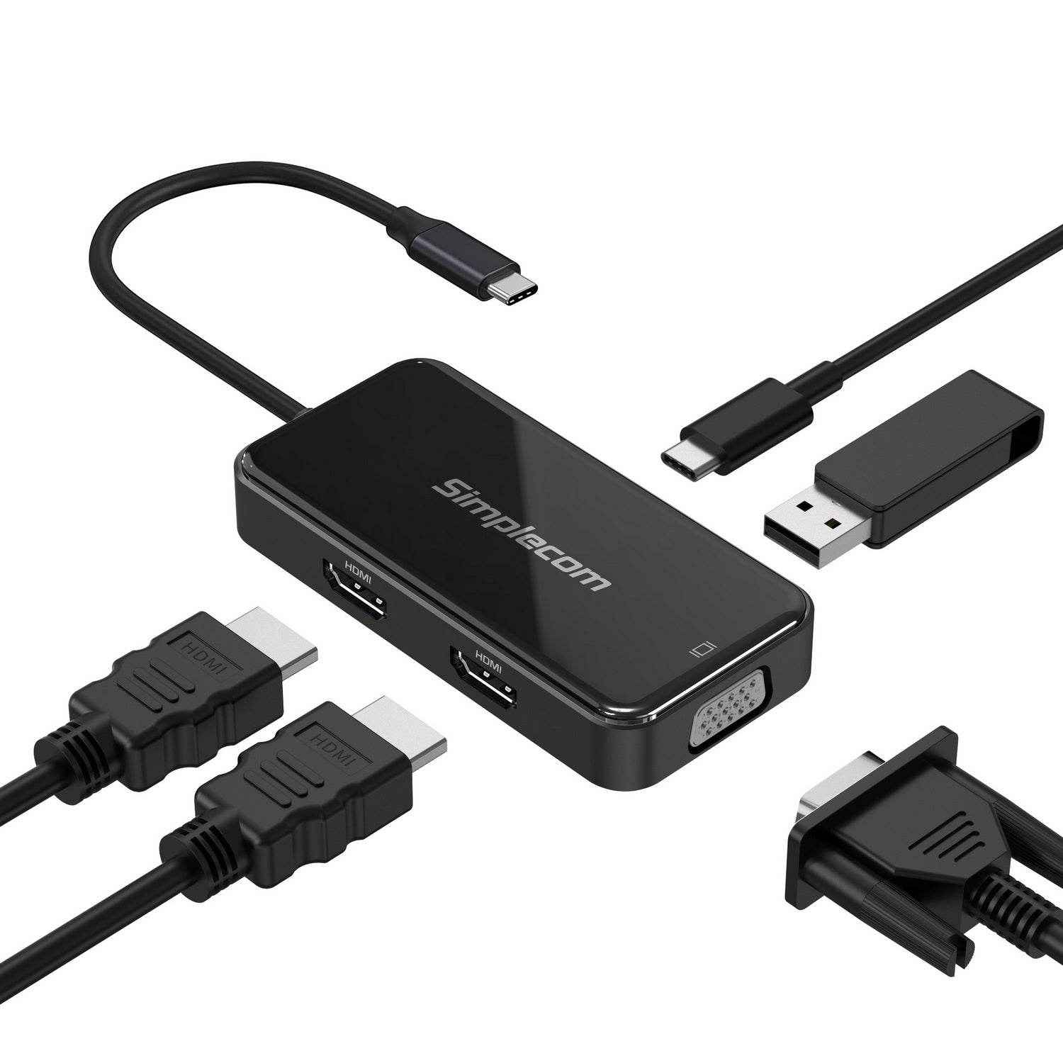 Simplecom DA451 5-in-1 USB-C Multiport Adapter MST Hub with VGA and Dual HDMI - SuperSaverAU - view 3