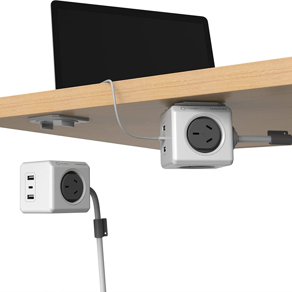 Allocacoc PowerCube Extended 4 Outlets 2 USB-A + 1 USB-C PD 20W with Surge 1.5M Grey (11407-AUEUAC) - SuperSaverAU - view 3