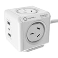 Allocacoc PowerCube Extended 4 Outlets 2 USB-A + 1 USB-C PD 20W with Surge 1.5M White (11407-AUEUAC) - SuperSaverAU - view 1