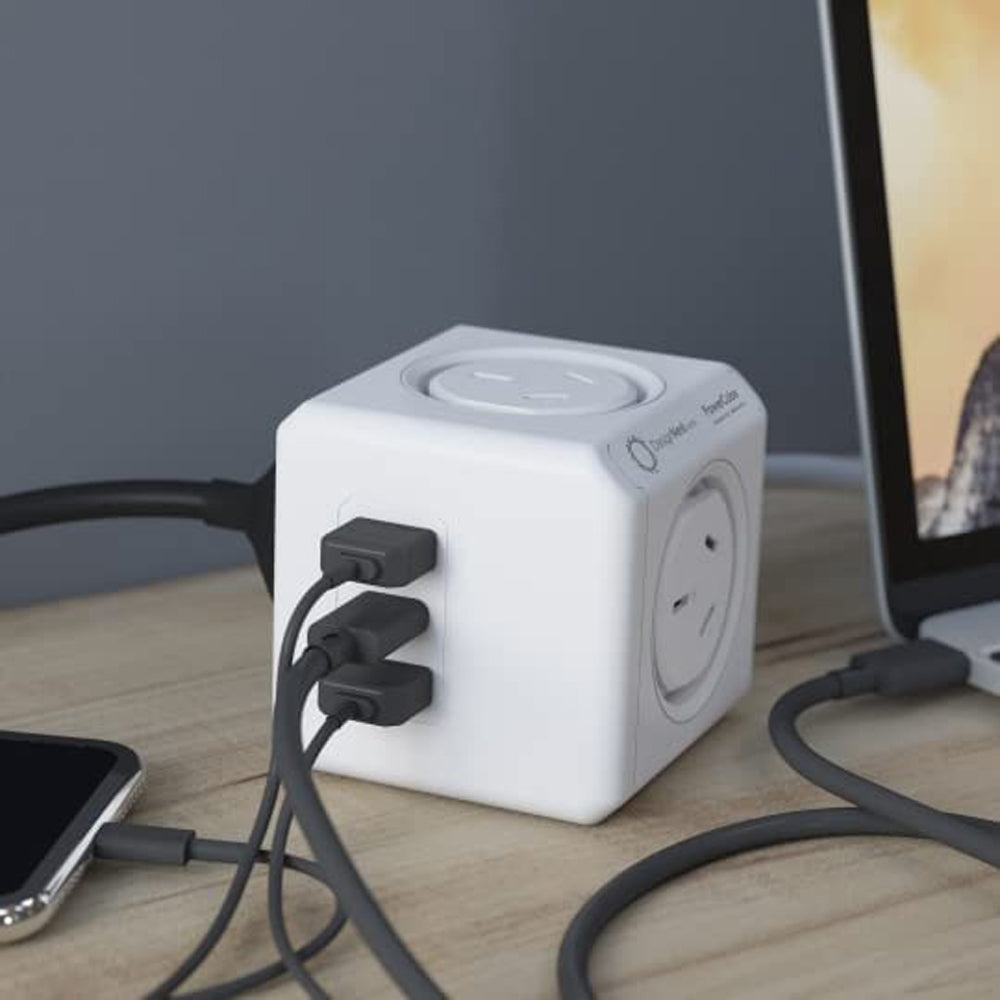 Allocacoc PowerCube Extended 4 Outlets 2 USB-A + 1 USB-C PD 20W with Surge 1.5M White (11407-AUEUAC) - SuperSaverAU - view 2