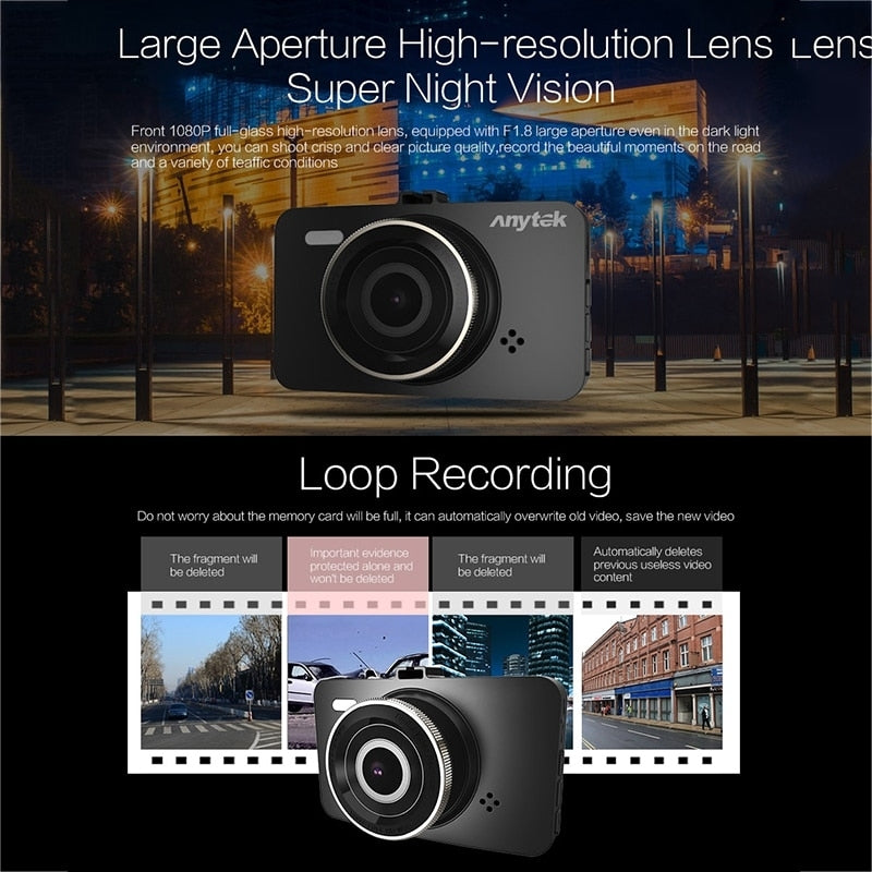 Anytek A78 Car Dash Cam Full HD 1080P Car DVR 170 Degree Wide Angle (24 Hours Parking Monitoring) - SuperSaverAU - view 4