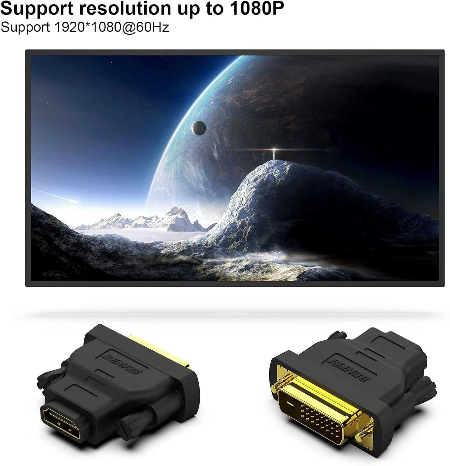 BENFEI DVI to HDMI, Bidirectional DVI to HDMI Male to Female 2 Pack - SuperSaverAU - view 4