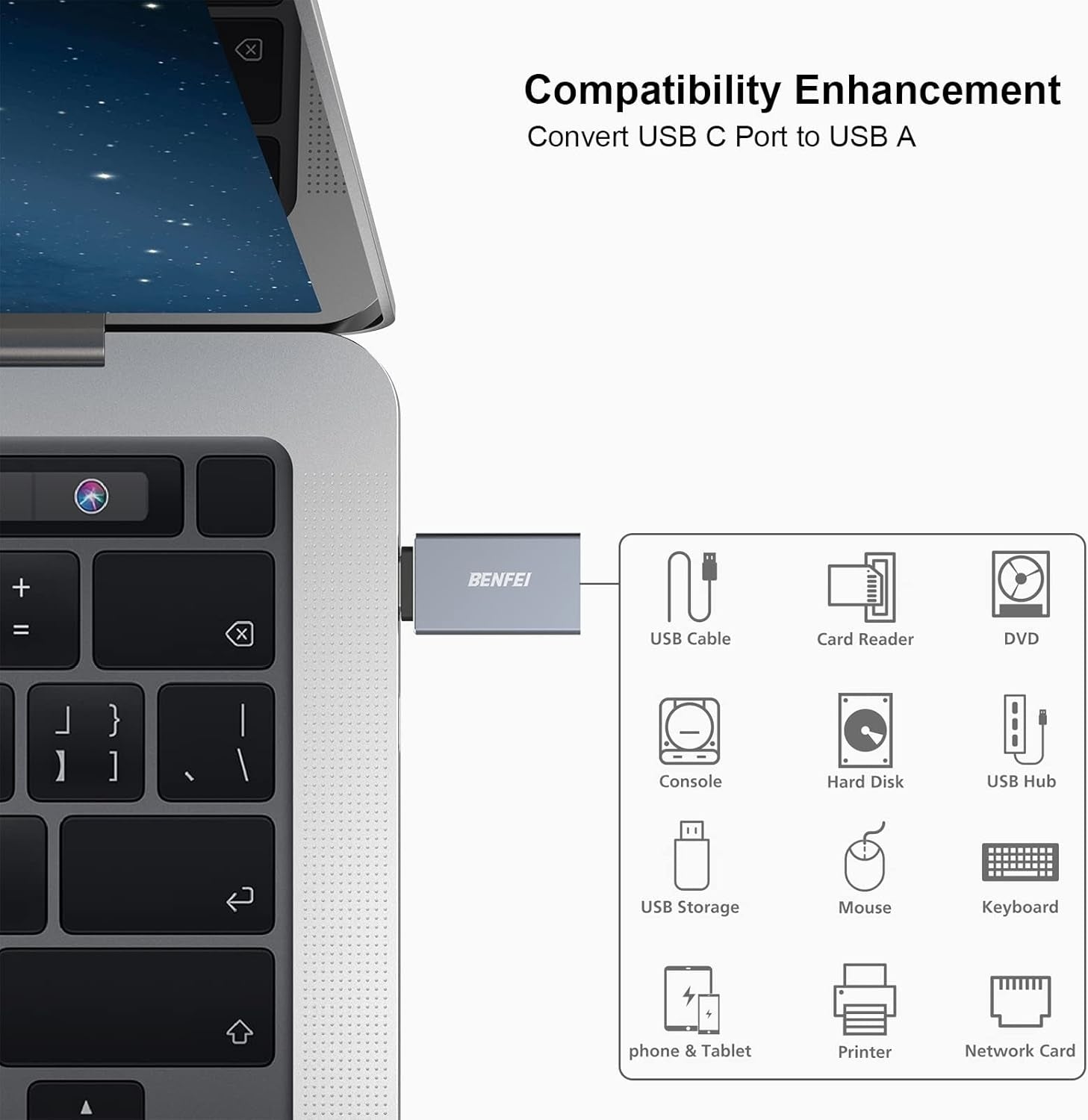 BENFEI USB C to USB 3.0 Adapter, USB C to A Male to Female Adapte - SuperSaverAU - view 6