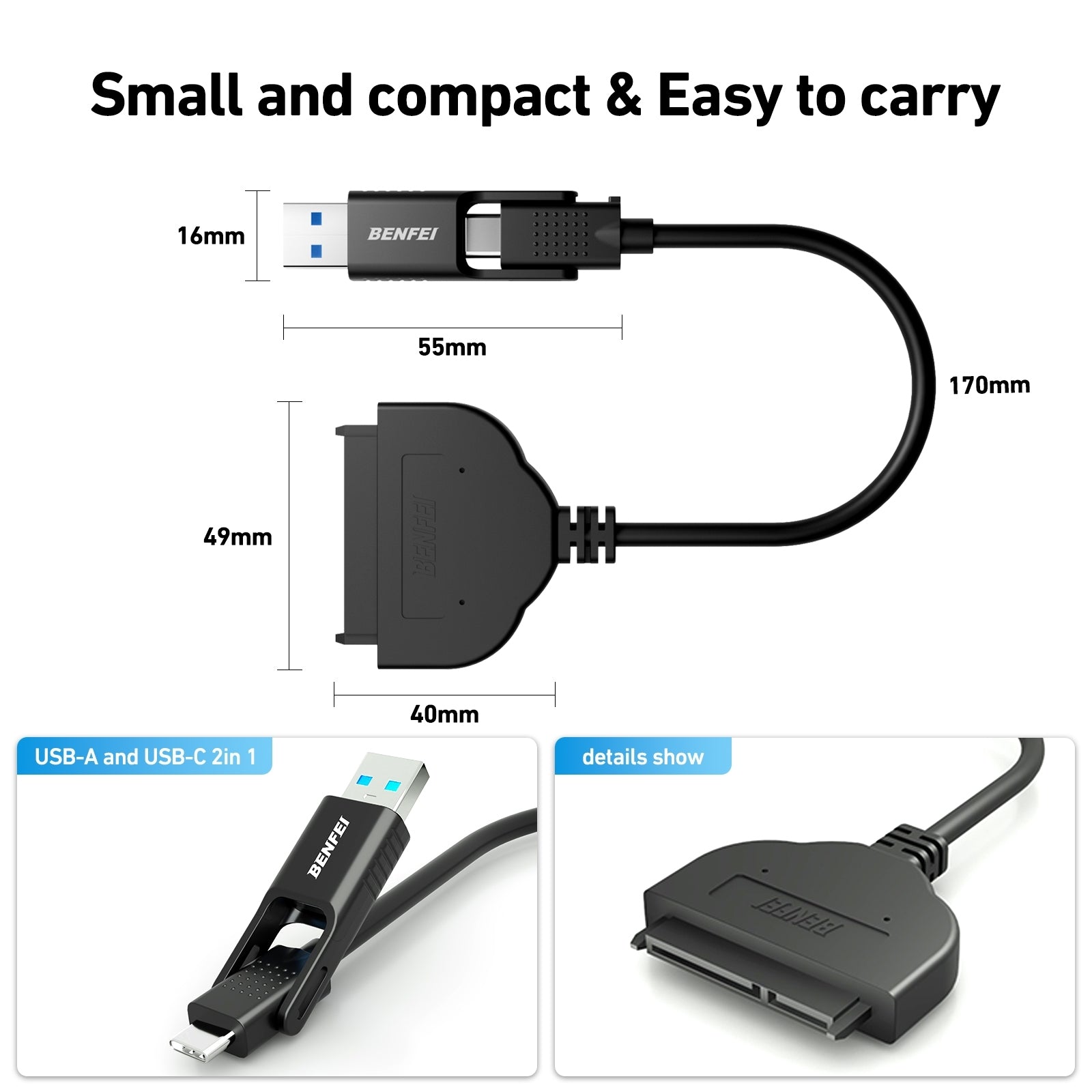 BENFEI 2in1 USB-C/USB 3.0 to SATA III Hard Driver Adapter - SuperSaverAU - view 4