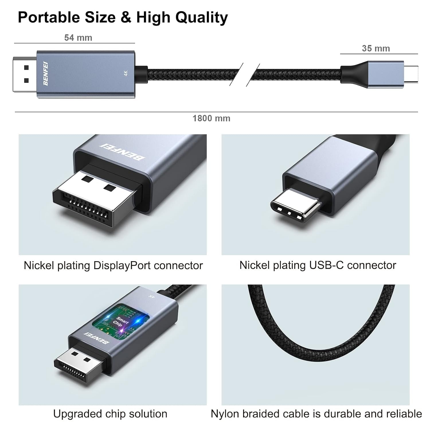 BENFEI USB-C to DisplayPort 3M (10 Feet) Cable(8K@60Hz 4K@144Hz) - SuperSaverAU - view 7