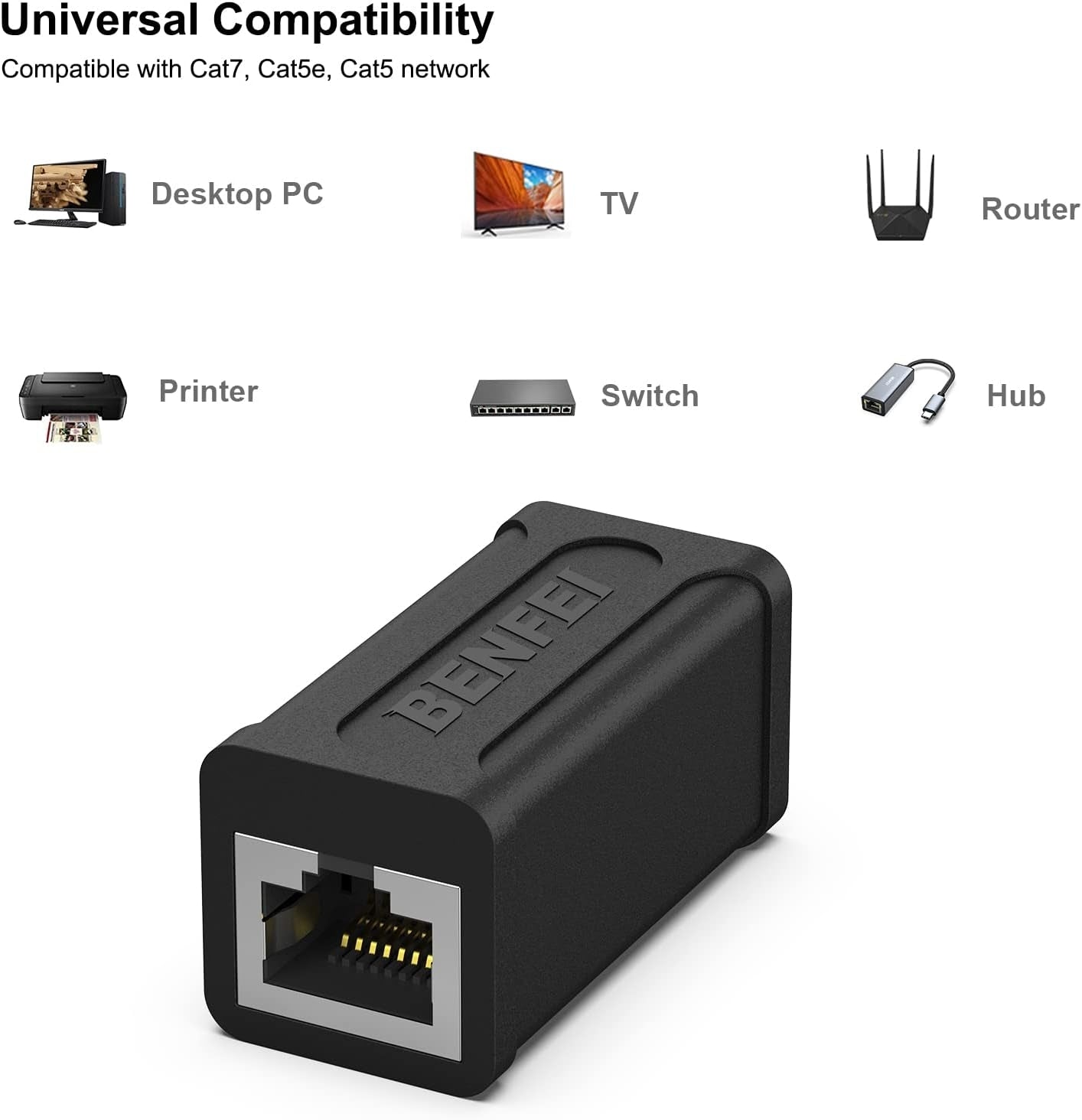 BENFEI RJ45 Inline Coupler, Cat7 Cat6 Cat5e Ethernet Coupler Female to Female - SuperSaverAU - view 7