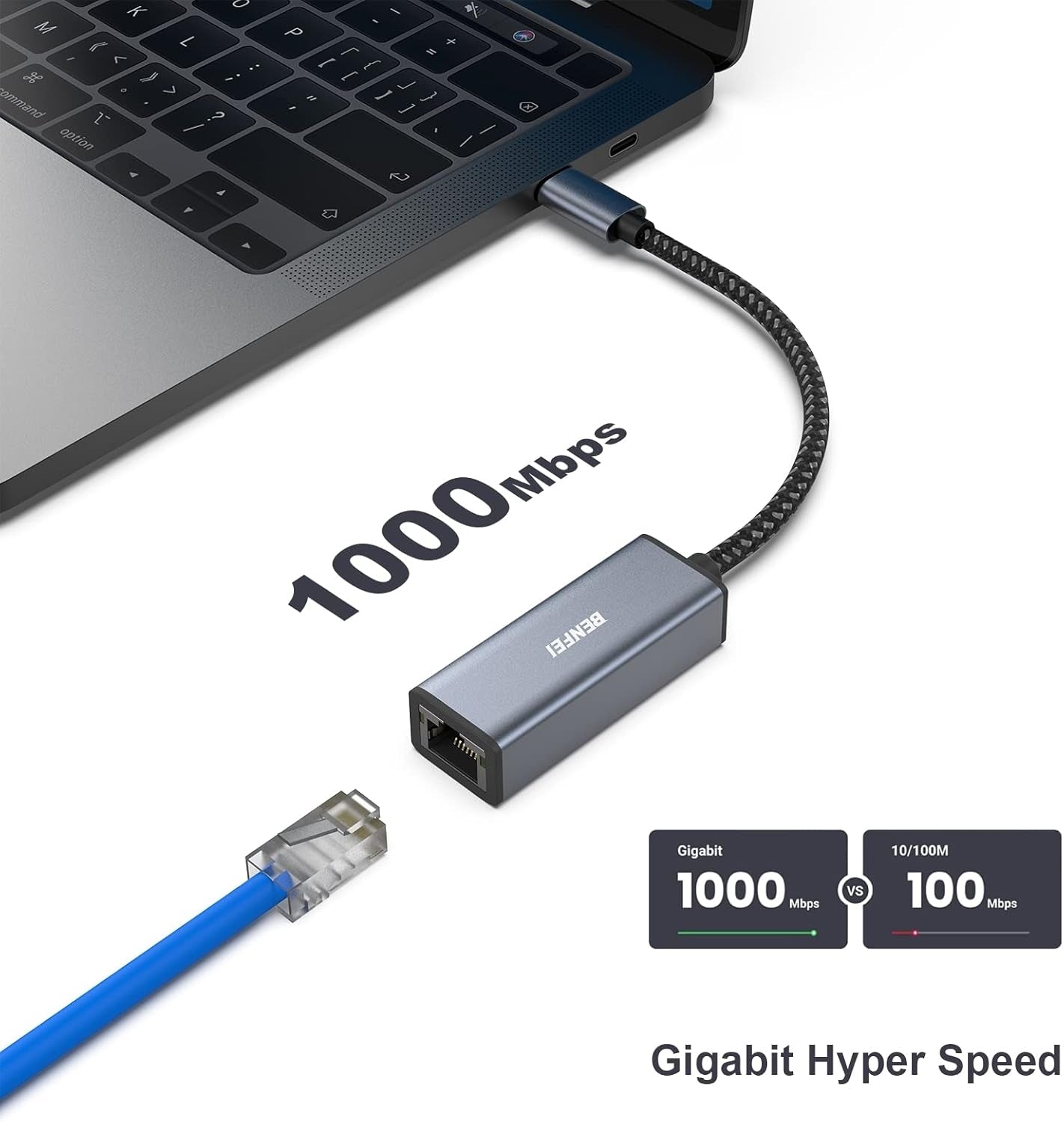 BENFEI USB-C to Ethernet Adapter (Thunderbolt 3 to RJ45) - SuperSaverAU - view 2