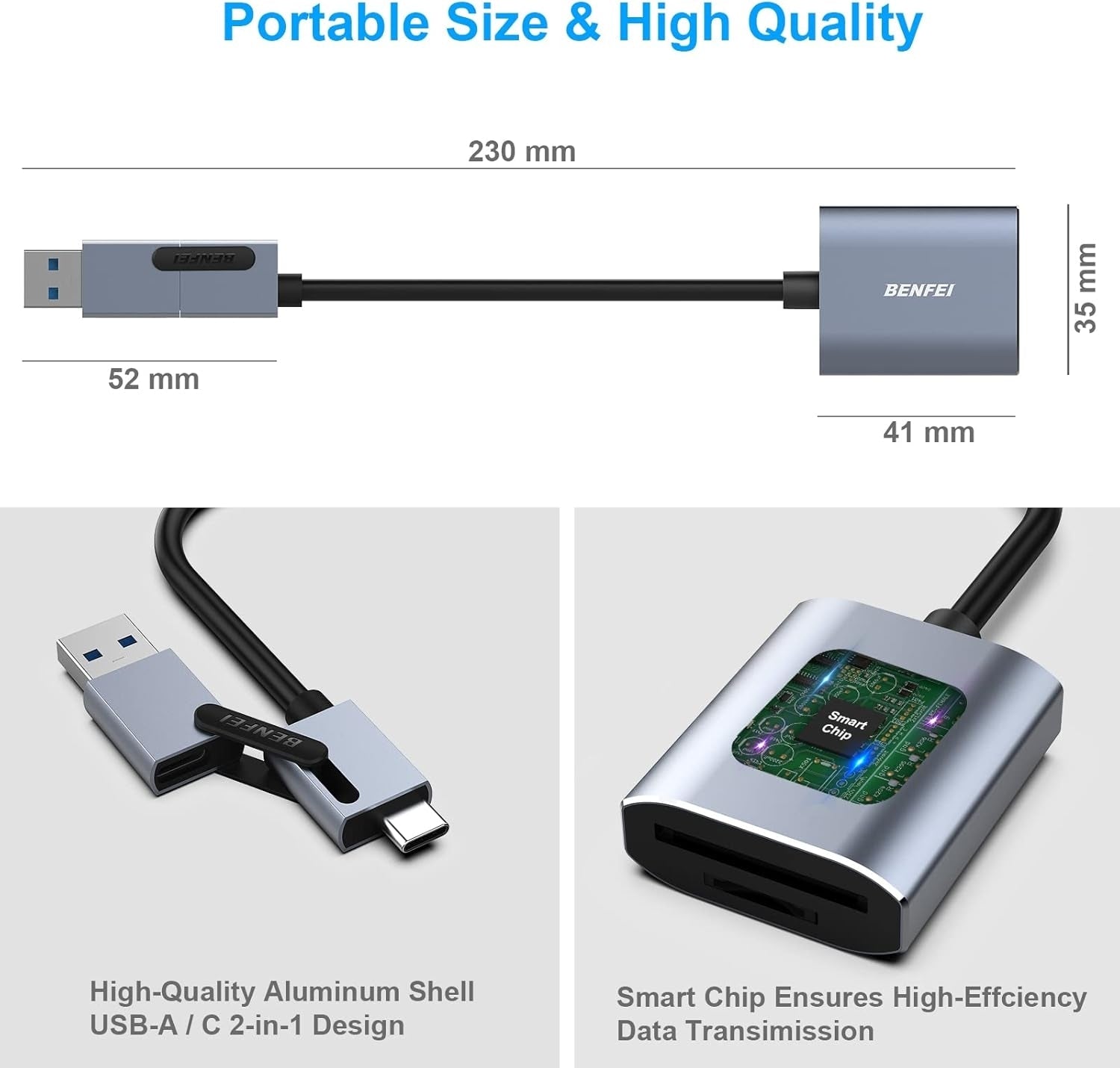 BENFEI USB Type-C/Type-A to SD TF Card Reader - SuperSaverAU - view 6