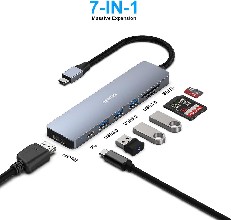 BENFEI USB C HUB 7-in-1 - SuperSaverAU - view 1