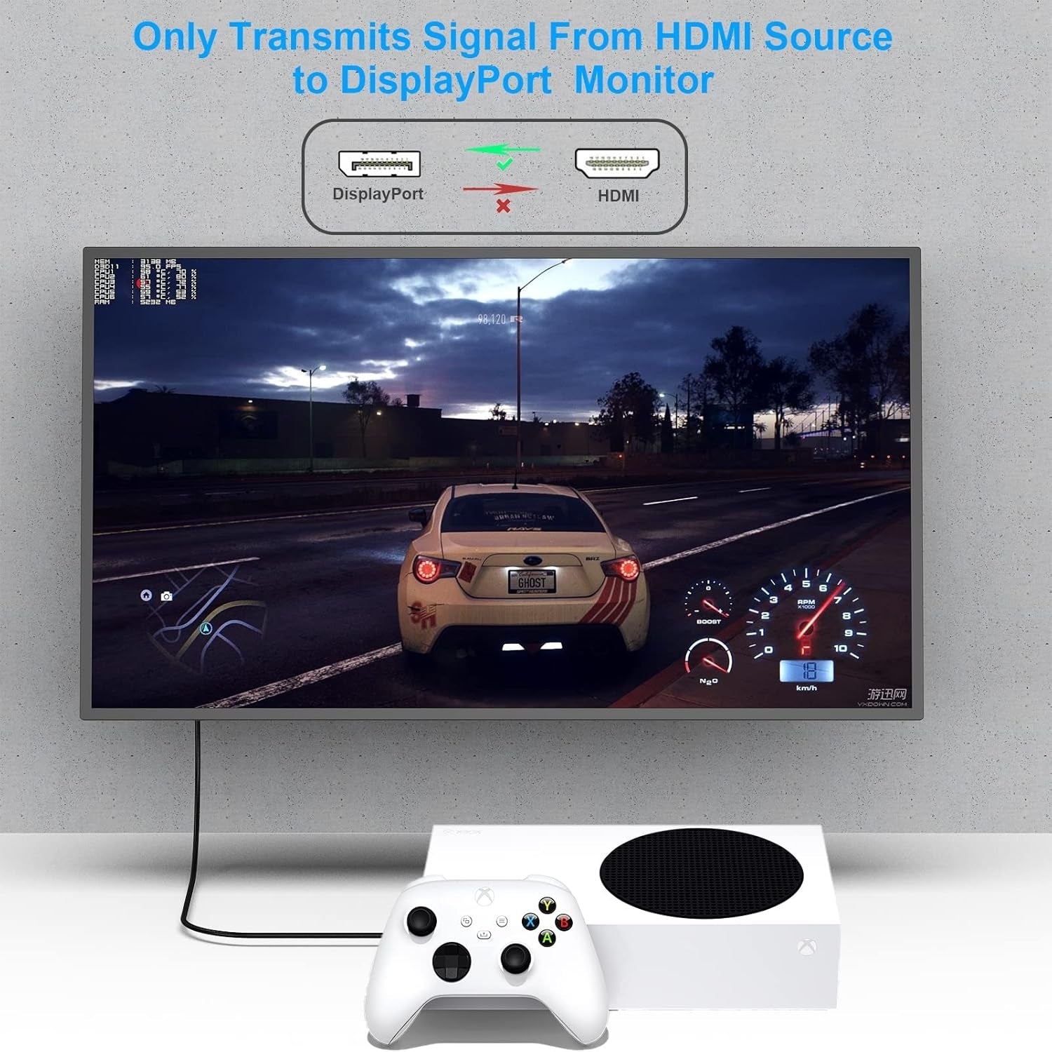 BENFEI 344GY-3M HDMI to DisplayPort Unidirectional 4K Active Cable with USB Powered 3M - SuperSaverAU - view 4