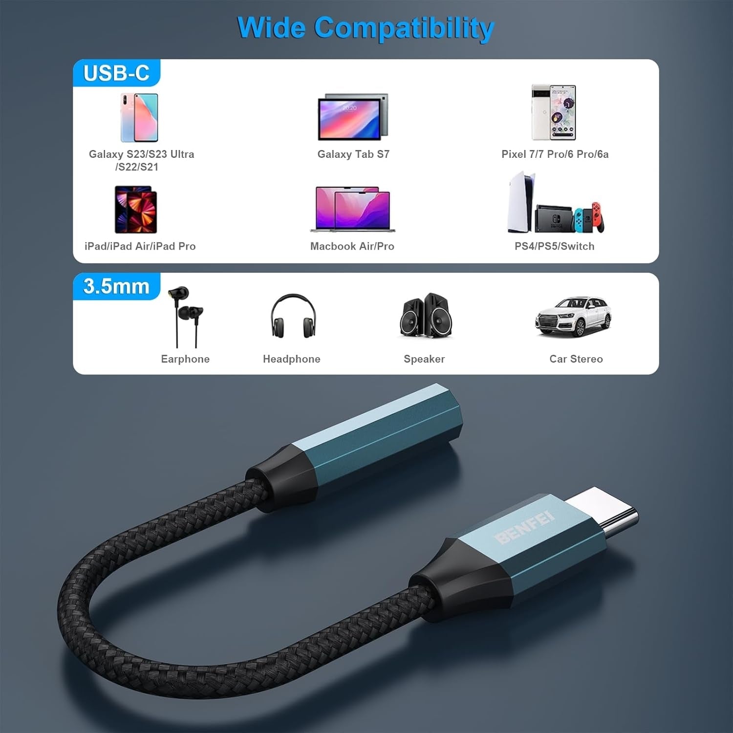 BENFEI USB-C to 3.5mm Audio Jack Adapter - SuperSaverAU - view 6