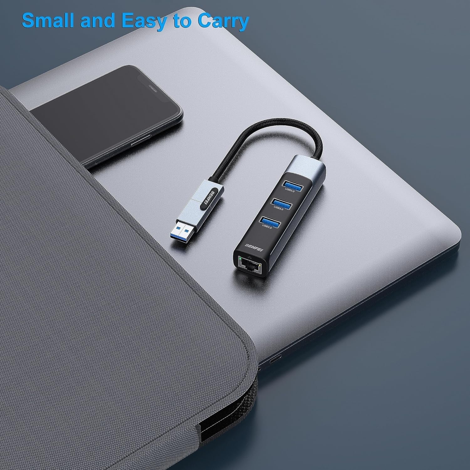 BENFEI 350GY 2-in-1 USB-C+USB 3.0 to RJ45 Gigabit Ethernet Port + 3-Port USB 3.0 HUB - SuperSaverAU - view 6