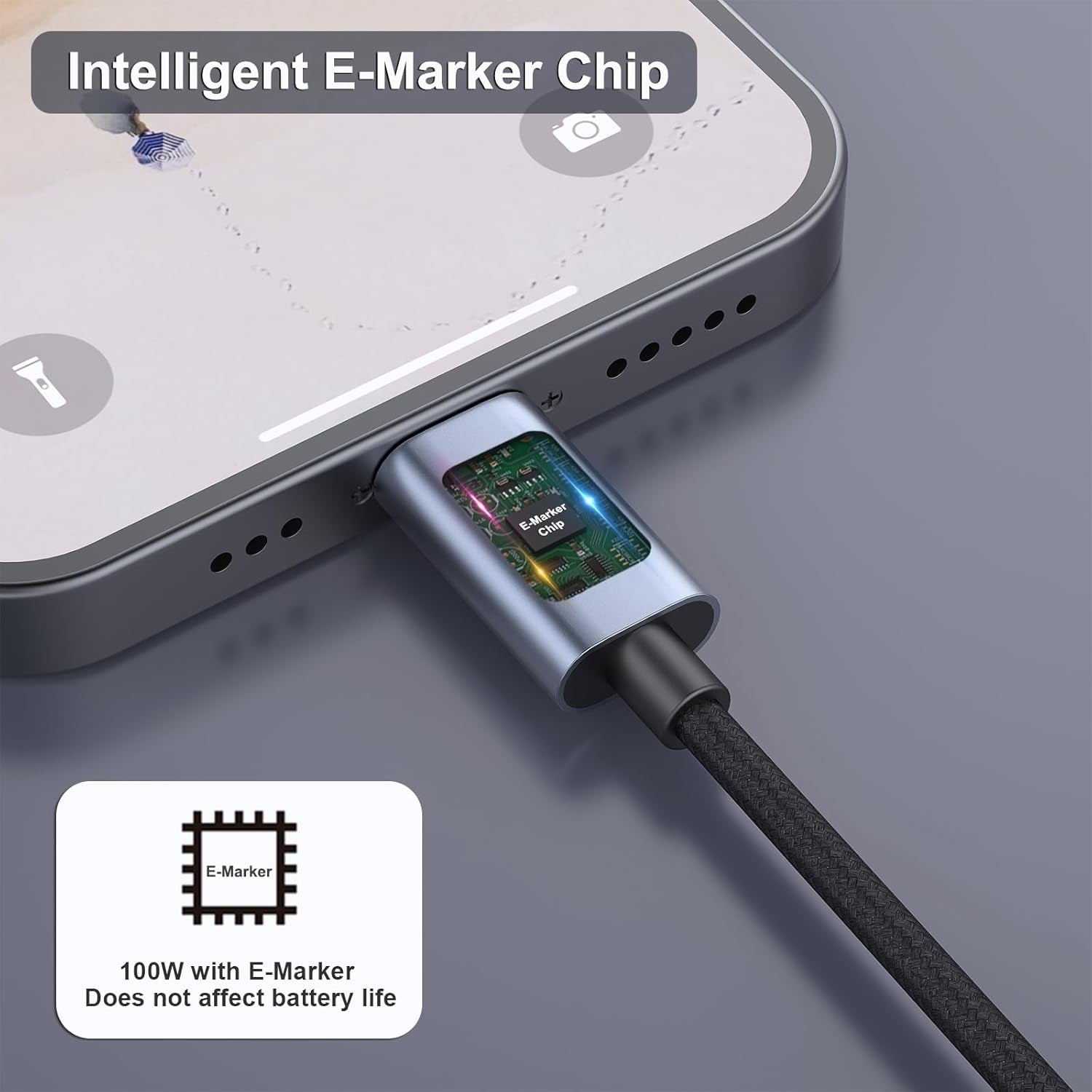 BENFEI 351SL-6F 100W USB-C to USB-C Fast Charging Cable Aluminum Shell Tangle-Free Silicone - SuperSaverAU - view 4