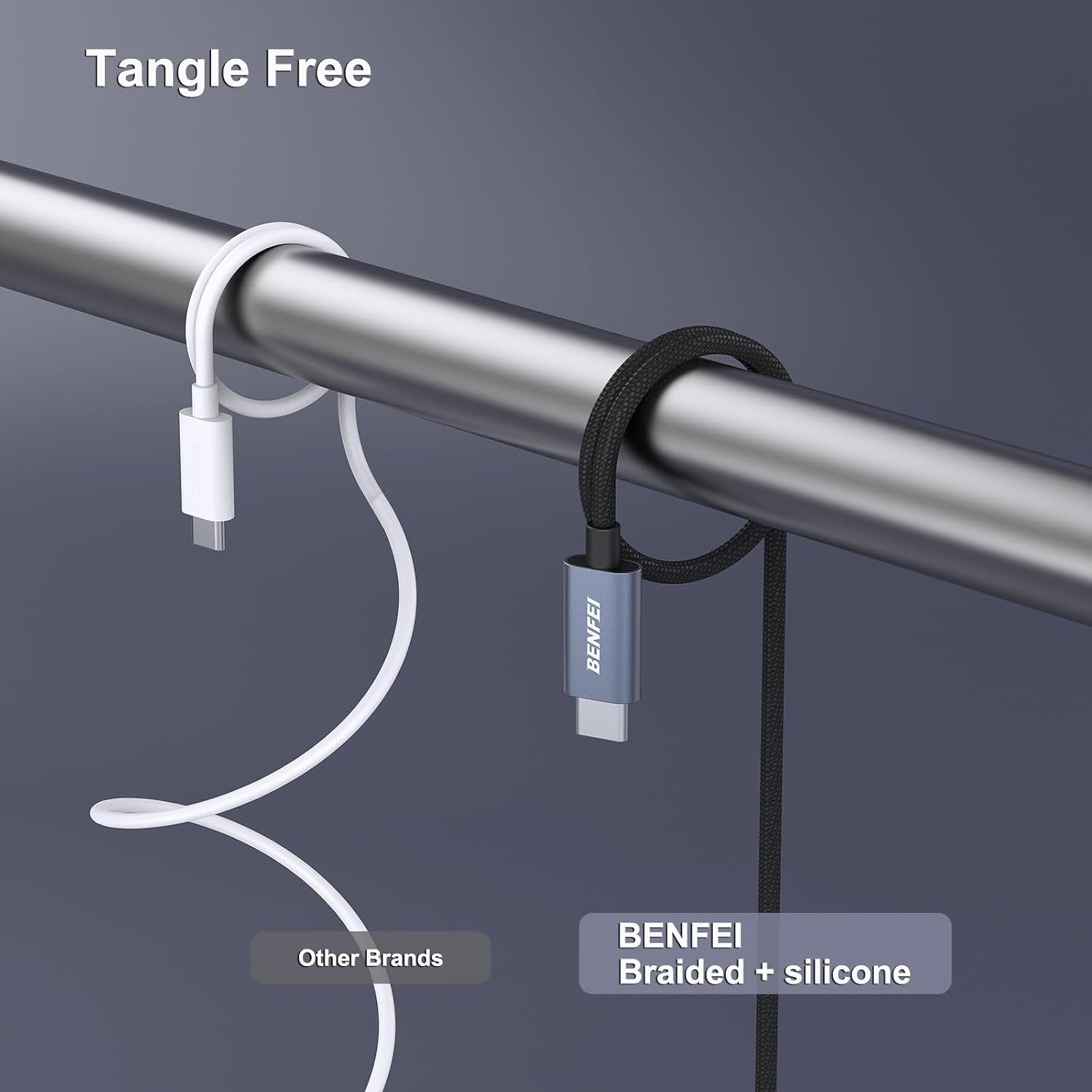 BENFEI 351SL-6F 100W USB-C to USB-C Fast Charging Cable Aluminum Shell Tangle-Free Silicone - SuperSaverAU - view 5