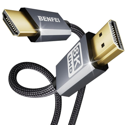 BENFEI 358GY-5M 8K V2.1 HDMI Male to HDMI Male Cable, Aluminum Shell Nylon Braided Certified Ultra High Speed 5M