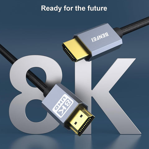 BENFEI 358GY-5M 8K V2.1 HDMI Male to HDMI Male Cable, Aluminum Shell Nylon Braided Certified Ultra High Speed 5M - SuperSaverAU - view 2