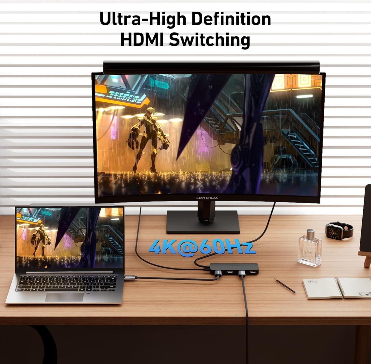 BENFEI 365BK HDMI Switch 4 in 1 Out 4K@60Hz, 2K@144Hz, HDCP 2.3 (with Adaptive Equalization Support 30ft HDMI Transmit) - SuperSaverAU - view 3