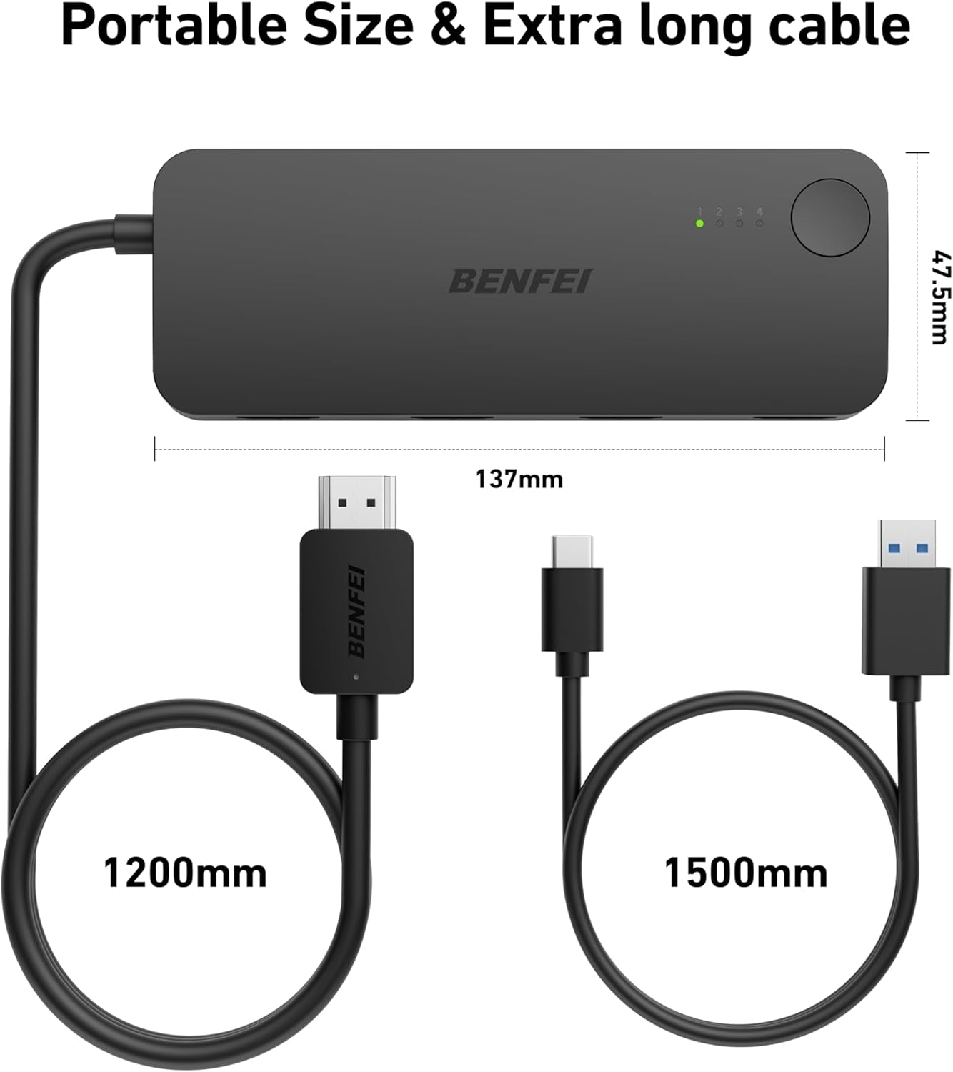 BENFEI 365BK HDMI Switch 4 in 1 Out 4K@60Hz, 2K@144Hz, HDCP 2.3 (with Adaptive Equalization Support 30ft HDMI Transmit) - SuperSaverAU - view 7