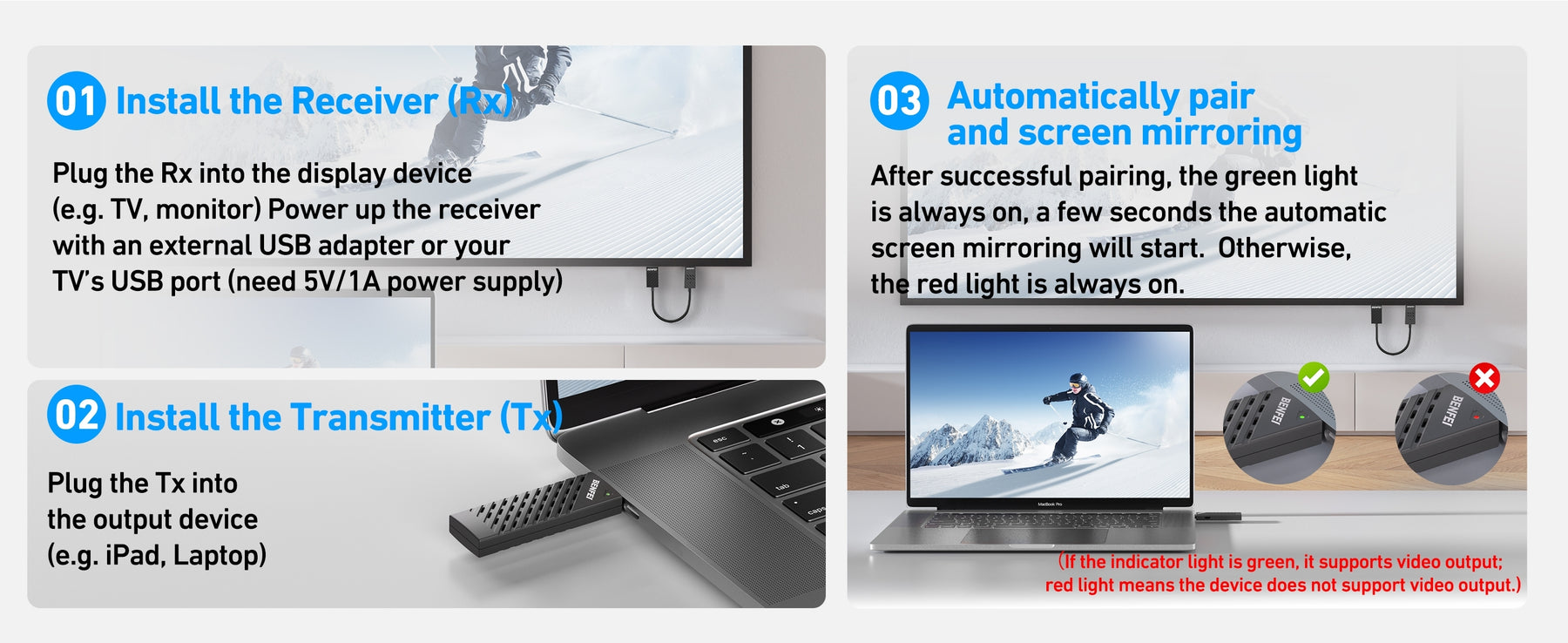 BENFEI 374BK Wireless HDMI Transmitter and Receiver (30M) 1920 x 1080P@60Hz - SuperSaverAU - view 6