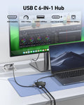 BENFEI 399BK 6-in-1 USB-C HUB to HDMI(8K)+USB3.2(10Gbps)+USB2.0x2+PD100W+RJ45 Black - SuperSaverAU - view 2