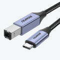 BENFEI 405GY-1.5M USB B to USB C Printer Cable, Nylon Braided, Premium Aluminium Alloy Case 1.5M - SuperSaverAU - view 1
