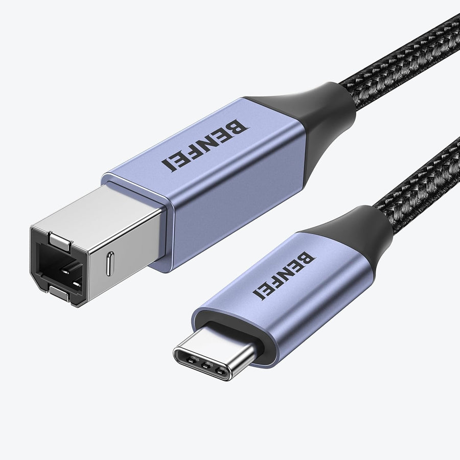 BENFEI 405GY-3M USB B to USB C Printer Cable, Nylon Braided, Premium Aluminium Alloy Case 2M - SuperSaverAU - view 1