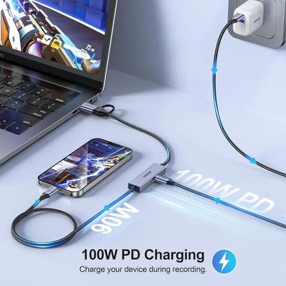 BENFEI 408GY USB-C to USB-C+A + PD (100W) Video/Audio Capture Card Supporting Full HD 1080P 60FPS for Streaming, Recording, Gaming