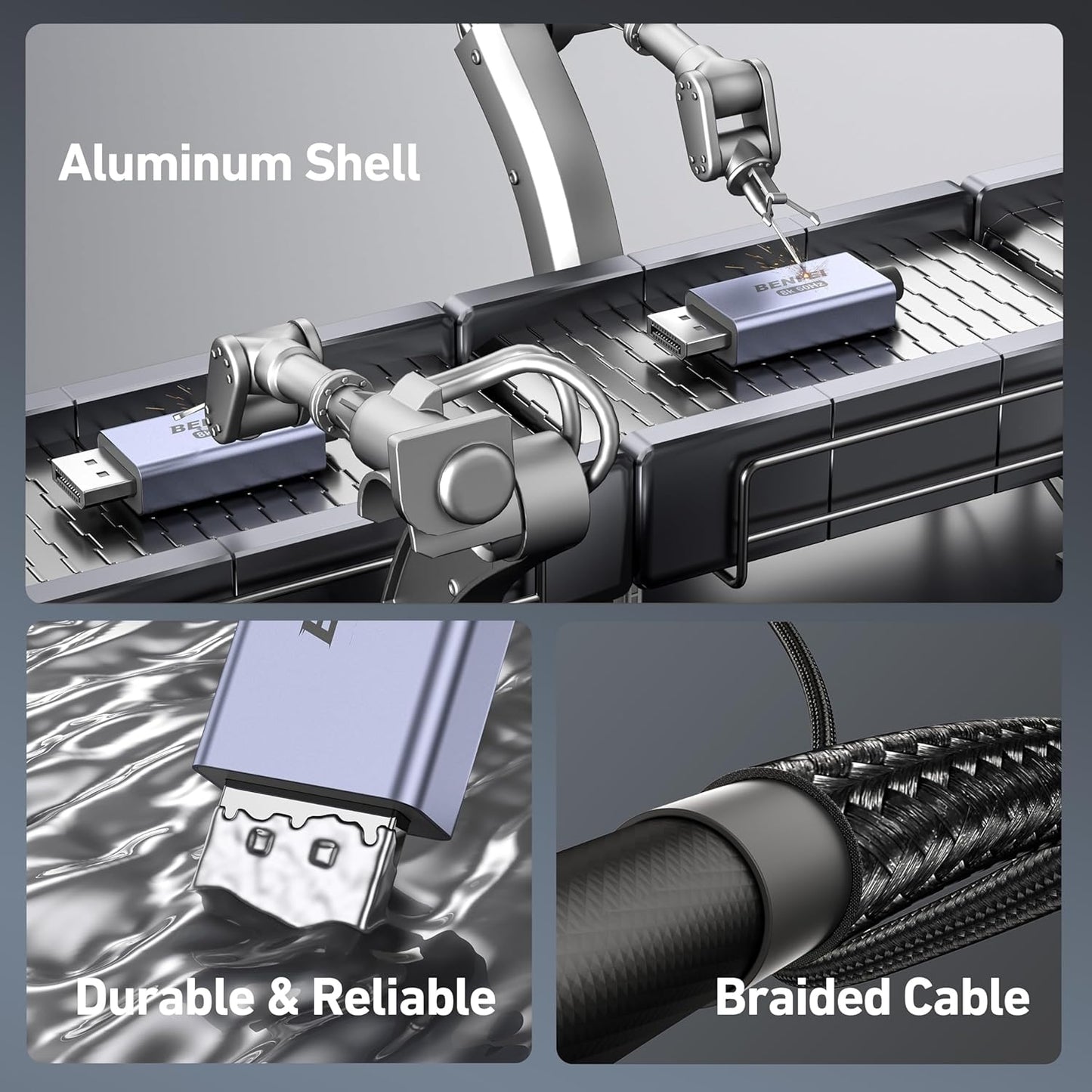 BENFEI 412GY Bidirectional USB-C to DisplayPort V1.4 (Support Thunderbolt 4, 8K@60Hz ) Cable 1.8M